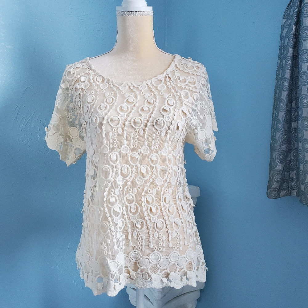 Sundance crochet lace sheer top C30